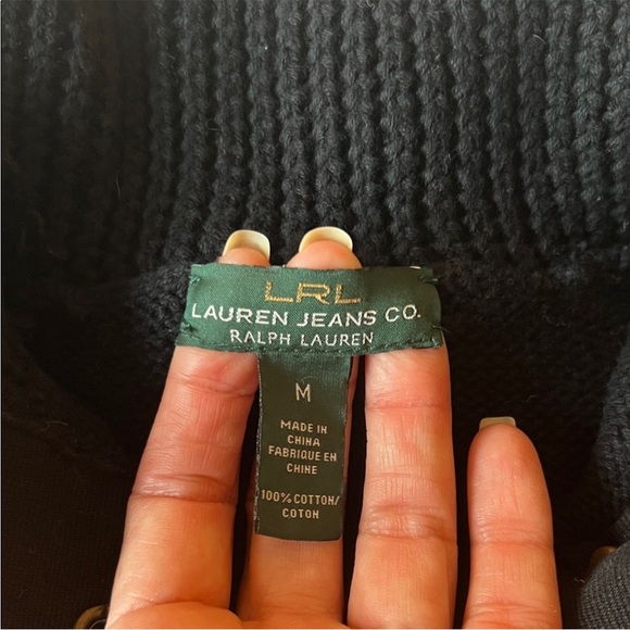 Ralph Lauren Black Toggle Sweater • Rib Knit Pullover • Academia / Equestrian - Picture 3 of 4